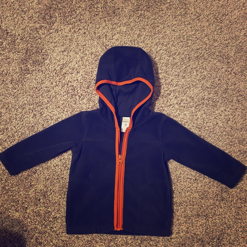 Navy zip up, with orange detail!